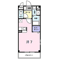 アムールM.K3 ワンルームの間取図画像