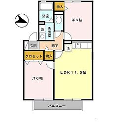 メゾンモンテリベール 2LDKの間取図画像