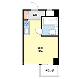 YMクレール大門川 ワンルームの間取図画像