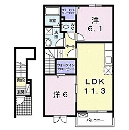 アヴァンツァート3 2LDKの間取図画像