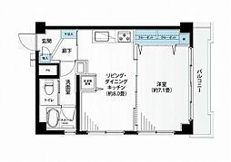 マンション長者町 1LDKの間取図画像