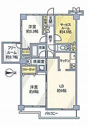 マークミュー横浜本牧 2SLDKの間取図画像