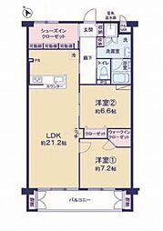 メガロン逗子 2LDKの間取図画像