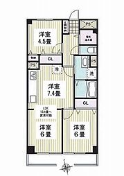 北見方多摩川レジデンス 3DKの間取図画像
