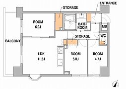 コスモ吉野町駅前 3LDKの間取図画像
