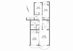 港南台プリンスハイツ6号館 3LDKの間取図画像