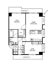 ライオンズマンション伊勢佐木町北 2LDKの間取図画像