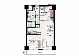 ライオンズマンションワイドリバー井土ヶ谷 2LDKの間取図画像