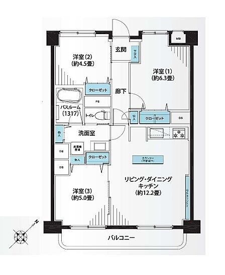 3LDK 間取り