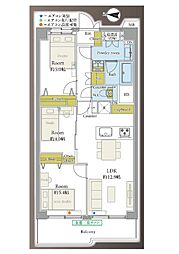 横浜スカイハイツ 3LDKの間取図画像
