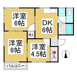 アトゥレ若葉 3DKの間取図画像