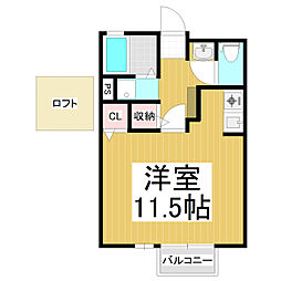 クレアール ワンルームの間取図画像