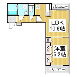 グラースベルデ 1LDKの間取図画像