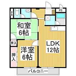 サープラス寺沢 2LDKの間取図画像