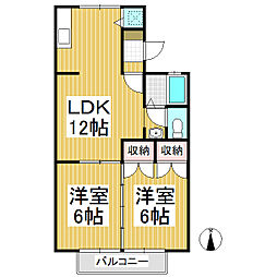 ヴィラ・エール 2LDKの間取図画像
