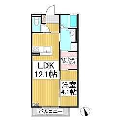 ルミエールクレスト 1LDKの間取図画像