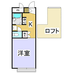レオパレスドミール2 1Kの間取図画像