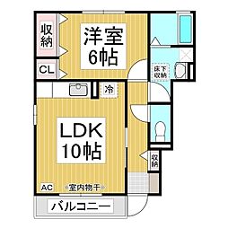 モダンコート金井田 1LDKの間取図画像