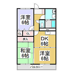マンションスカイヒルズ 3DKの間取図画像