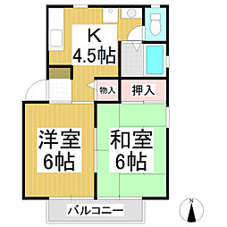 サンシティ金井田B 2Kの間取図画像