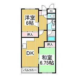 エクセルコーポ戸倉 2DKの間取図画像