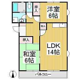 コーポラスニシザワC 2LDKの間取図画像