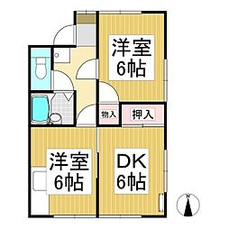 ハイツ・エトランゼA 2DKの間取図画像