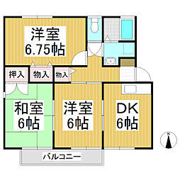 ハイカムール大北B 3DKの間取図画像