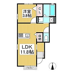 ハイムメゾン若穂B 1LDKの間取図画像
