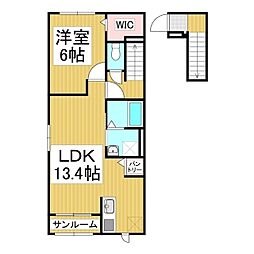ハイツリバーサイド1 1LDKの間取図画像