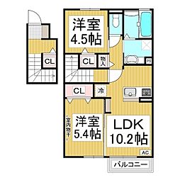 セジュール上徳間C 2LDKの間取図画像