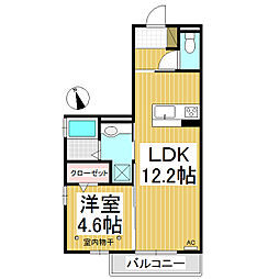 ルミエールクレスト 1LDKの間取図画像