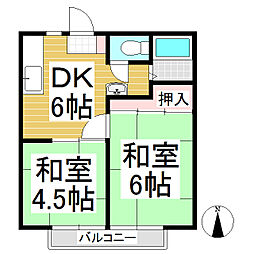 パナハイツ船山B 2DKの間取図画像