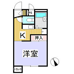 レオパレスハーモニー高川原 1Kの間取図画像