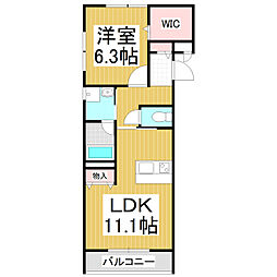 ラルーチェ稲里中央南棟 1LDKの間取図画像