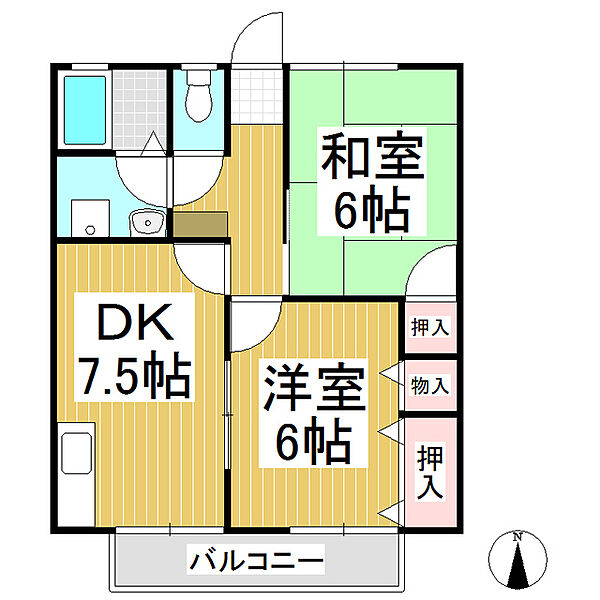 ハイツ御厨　Ａ棟 ｜長野県長野市川中島町御厨(賃貸アパート2DK・2階・46.00㎡)の写真 その2