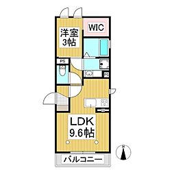 トリシアあい 1階1LDKの間取り