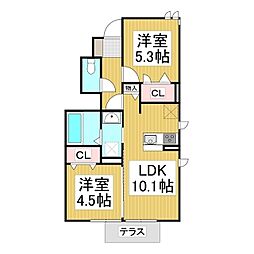 AvanzarII 1階2LDKの間取り