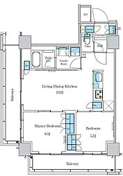 パークアクシス滝野川ラ　ブリーズ 3階2LDKの間取り