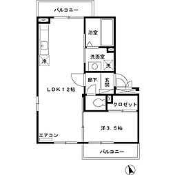 グリーンパーク 1LDKの間取図画像