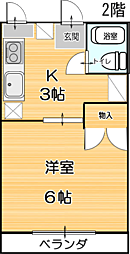 コーポ小林 1Kの間取図画像