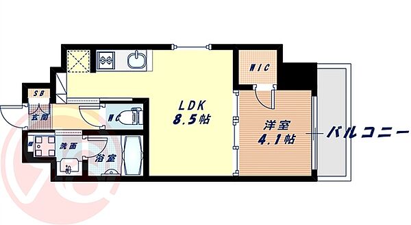 大阪府大阪市西区新町1丁目(賃貸マンション1LDK・5階・33.90㎡)の写真 その2