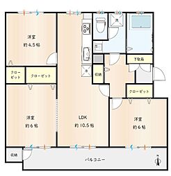 左近山団地2-1号棟 3LDKの間取図画像