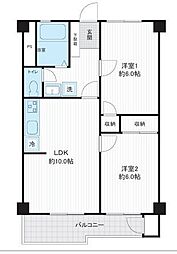ぐみさわ東ハイツ3号棟 2LDKの間取図画像