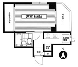 シャンボール白山 1Kの間取図画像