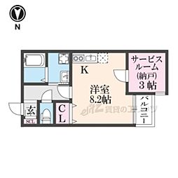クラシス南草津1 ワンルームの間取図画像