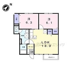 プロムナード壱番館 2LDKの間取図画像