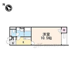 クレイノYAMAKI 1Kの間取図画像