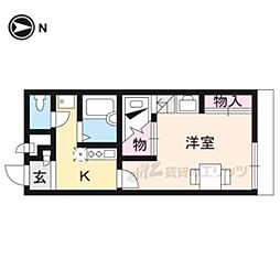 レオパレスグランヴィア東草津 1Kの間取図画像