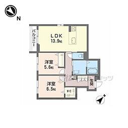 シャーメゾン池州 2LDKの間取図画像